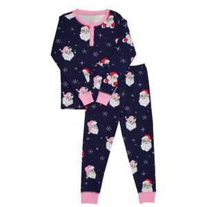The Beaufort Bonnet Company Navy and Pink Santa Pajama Set, brand new, size 5